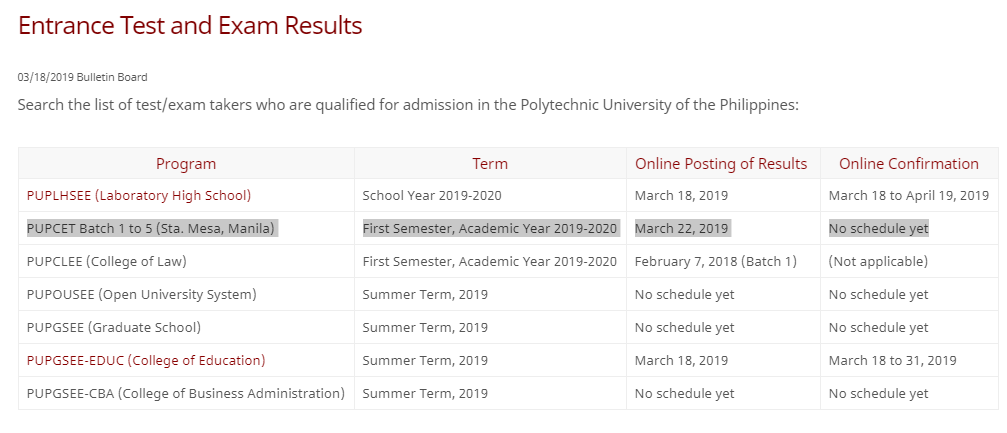 Pup Entrance Exam Online Application